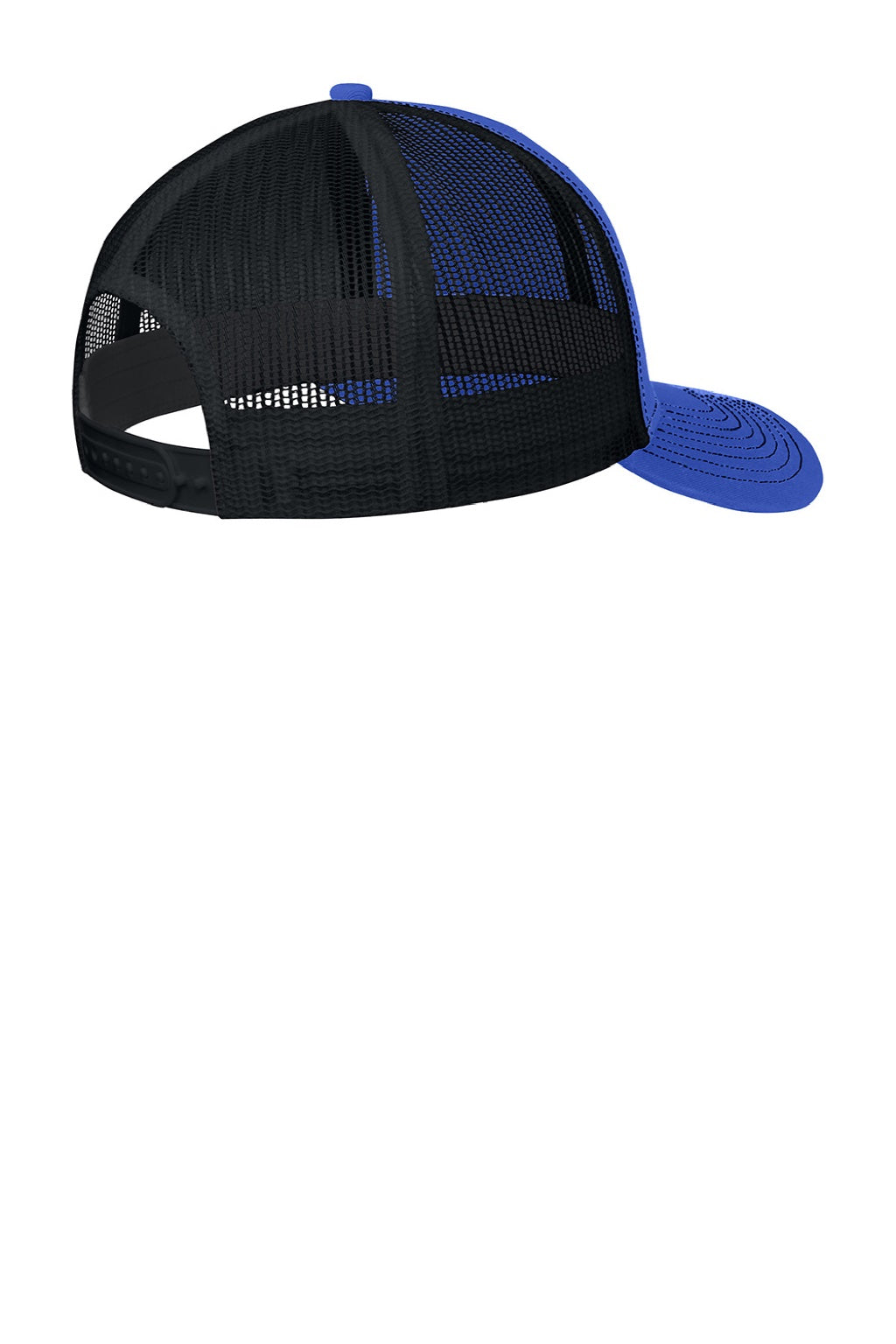 Port Authority Hats C402 Mens Adjustable Trucker Hat True Royal Blue/Black Flat Back