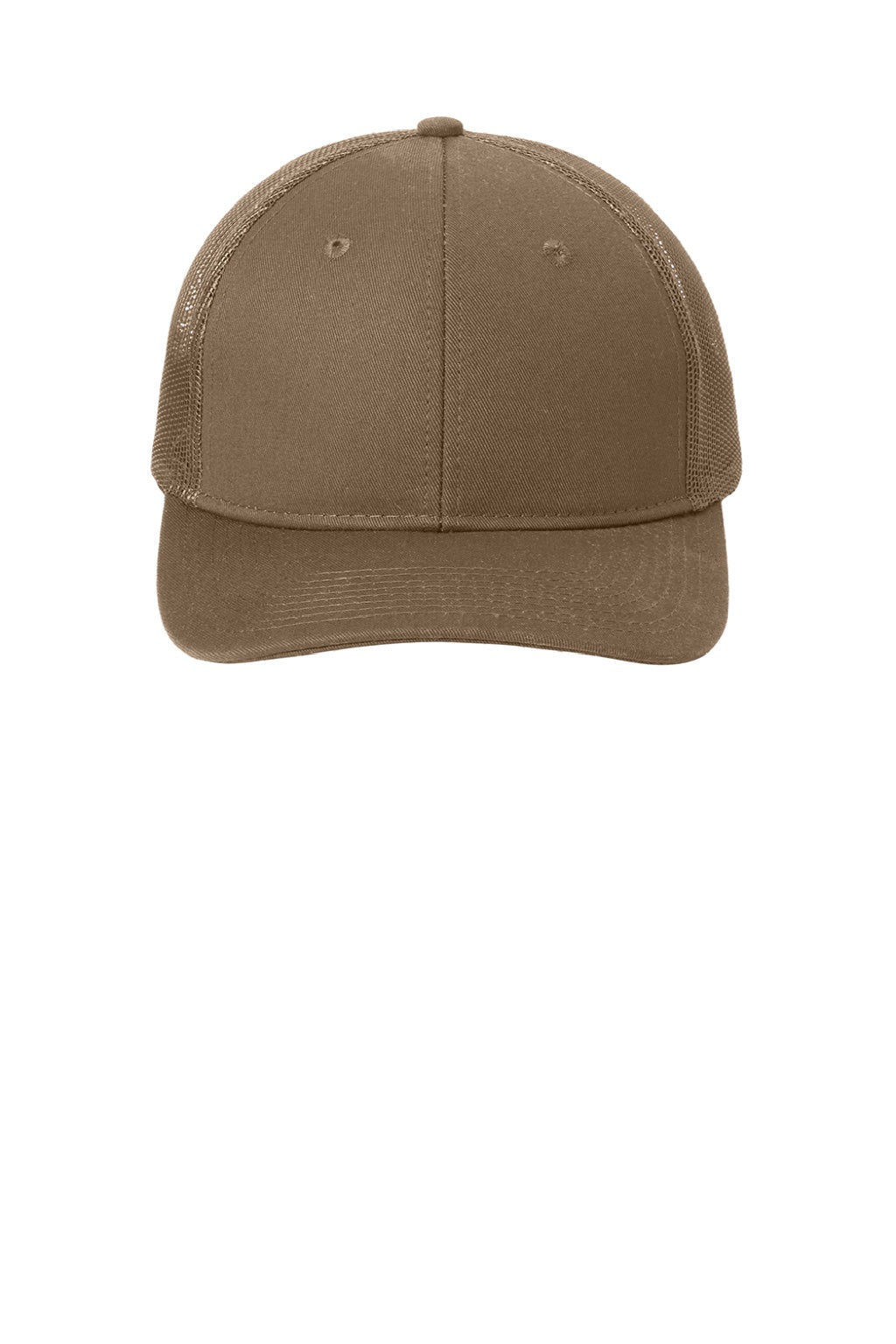 Port Authority Hats C402 Mens Adjustable Trucker Hat Woodland Brown Flat Front