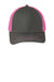 Port Authority Hats C402 Mens Adjustable Trucker Hat Steel Grey/Neon Pink Flat Front