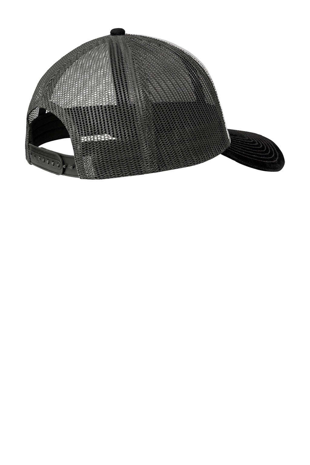 Port Authority Hats C402 Mens Adjustable Trucker Hat Gusty Grey/Black/Steel Grey Flat Back