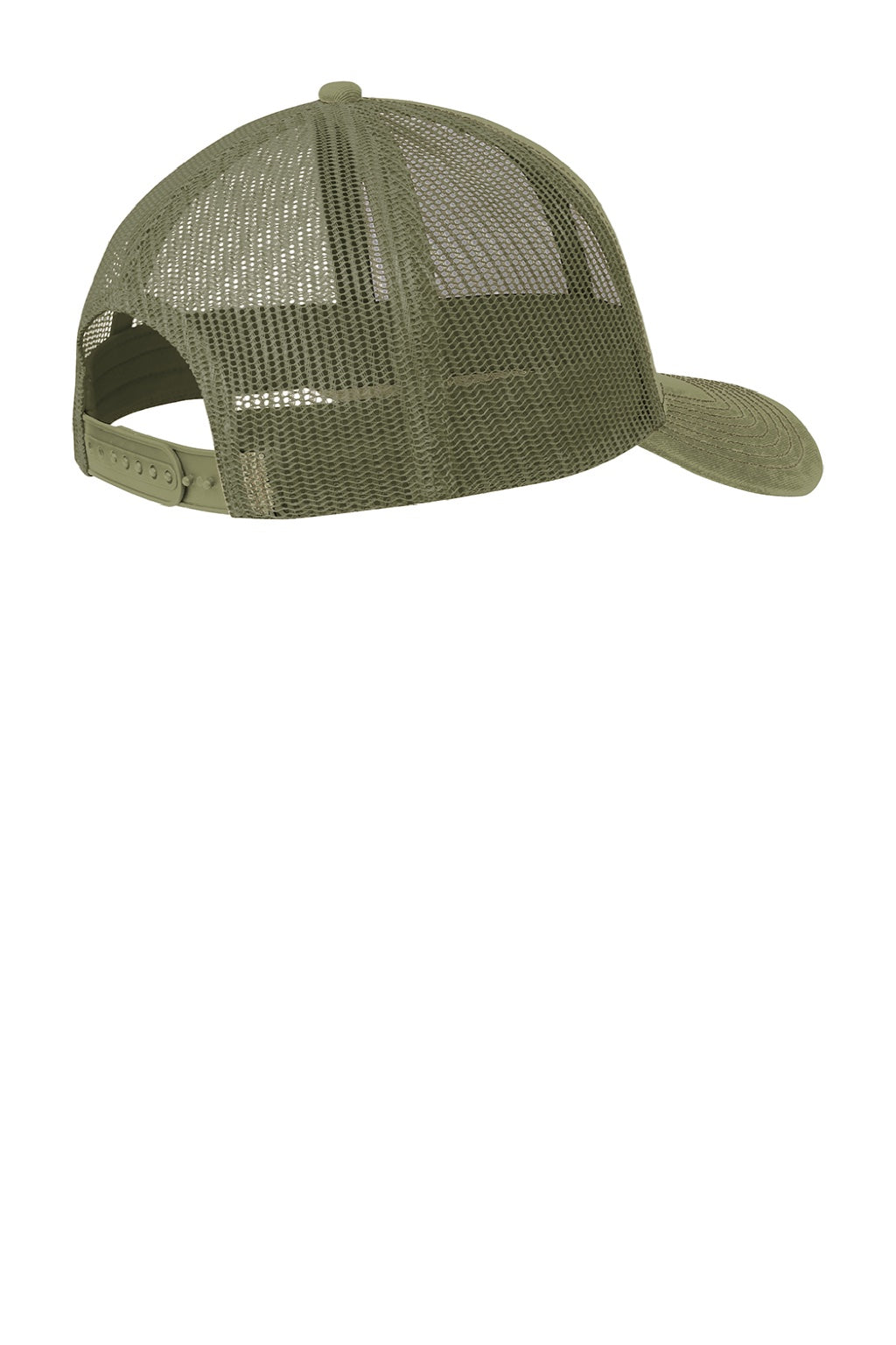 Port Authority Hats C402 Mens Adjustable Trucker Hat Olive Drab Green Flat Back