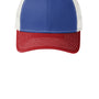 Port Authority Hats Mens Adjustable Trucker Hat - Patriot Blue/Flame Red/White