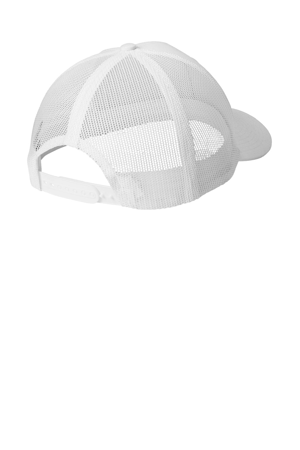 Port Authority Hats C402 Mens Adjustable Trucker Hat White Flat Back