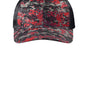 Port Authority Hats Mens Digi Camo Snapback Trucker Hat - Flame Red Digital Camo/Steel Grey