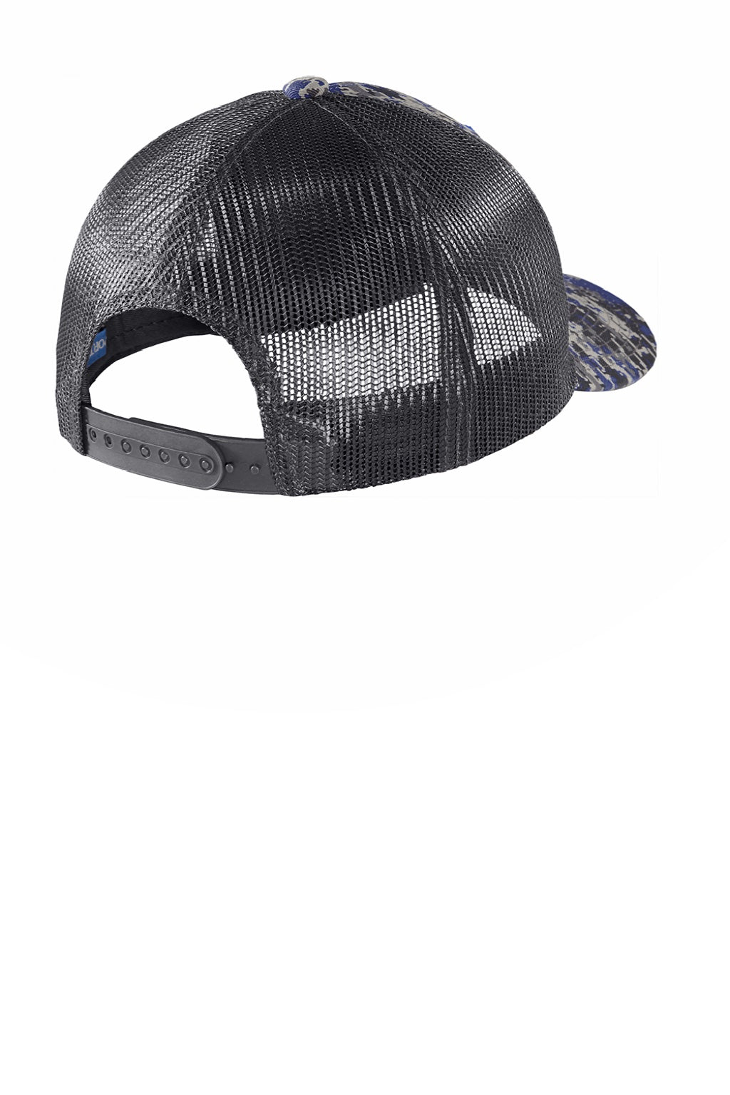 Port Authority Hats C404 Mens Digi Camo Snapback Trucker Hat Patriot Blue Digital Camo/Steel Grey Flat Back
