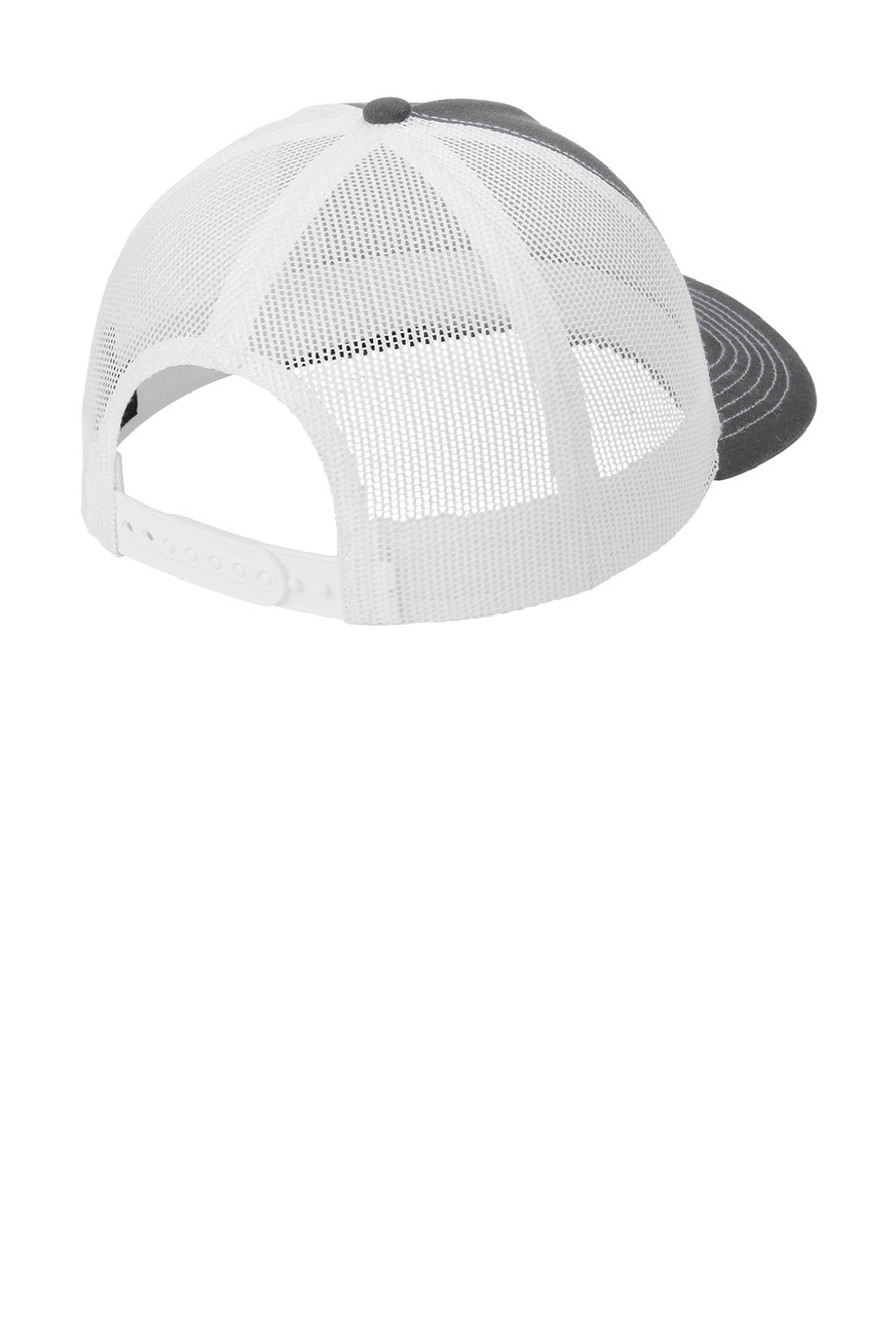 Port Authority Hats C405LP Mens Low Profile Snapback Trucker Hat Steel Grey/White Flat Back