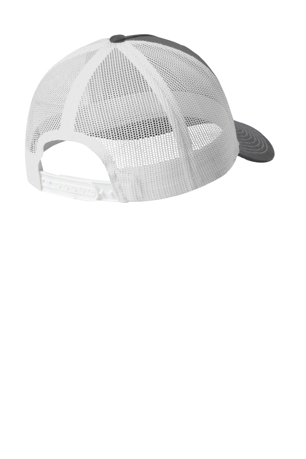 Port Authority Hats C405 Mens Snapback Trucker Hat Steel Grey/White Flat Back