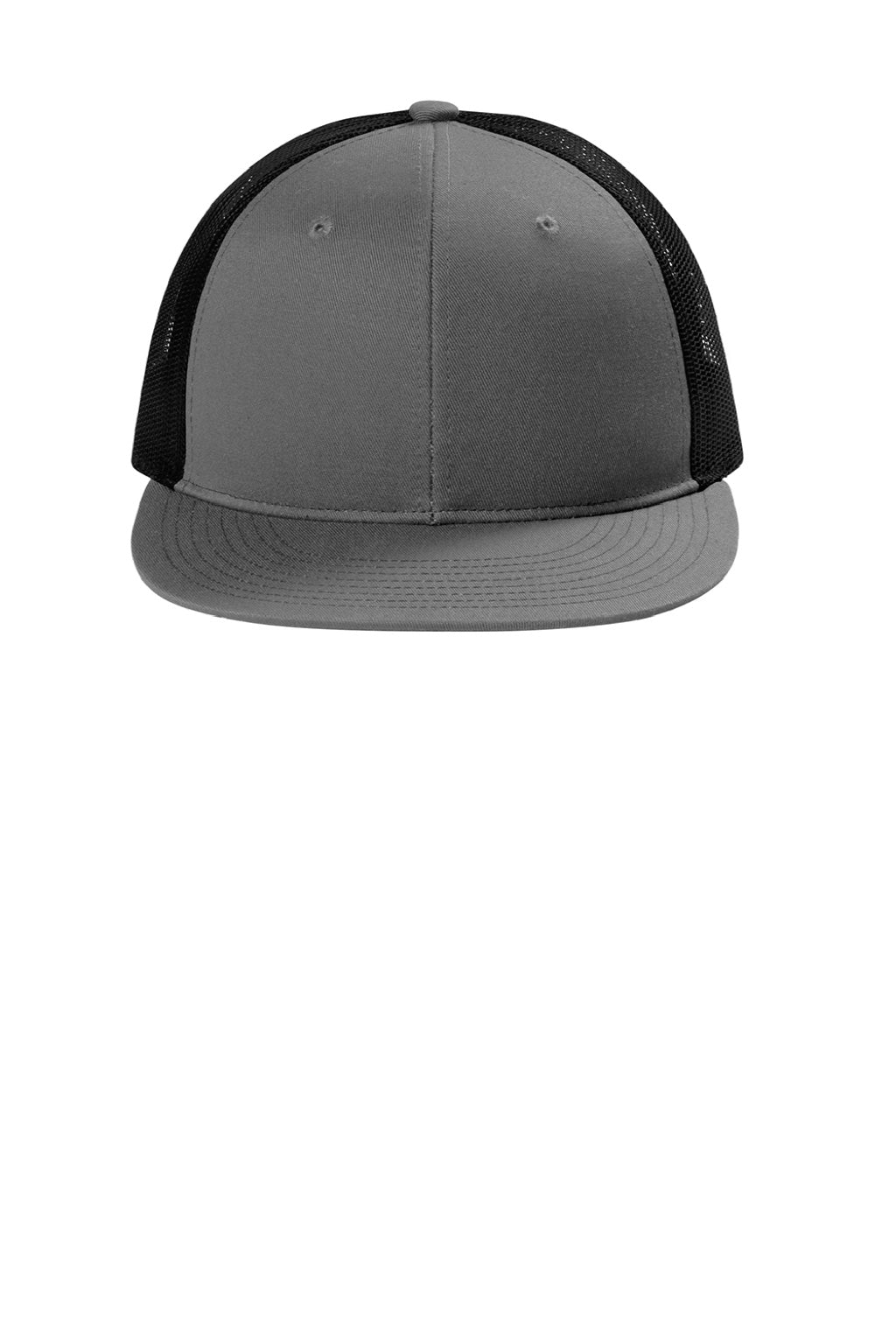 Port Authority Hats C407 Mens Snapback Flat Bill Trucker Hat Steel Grey/Black Flat Front