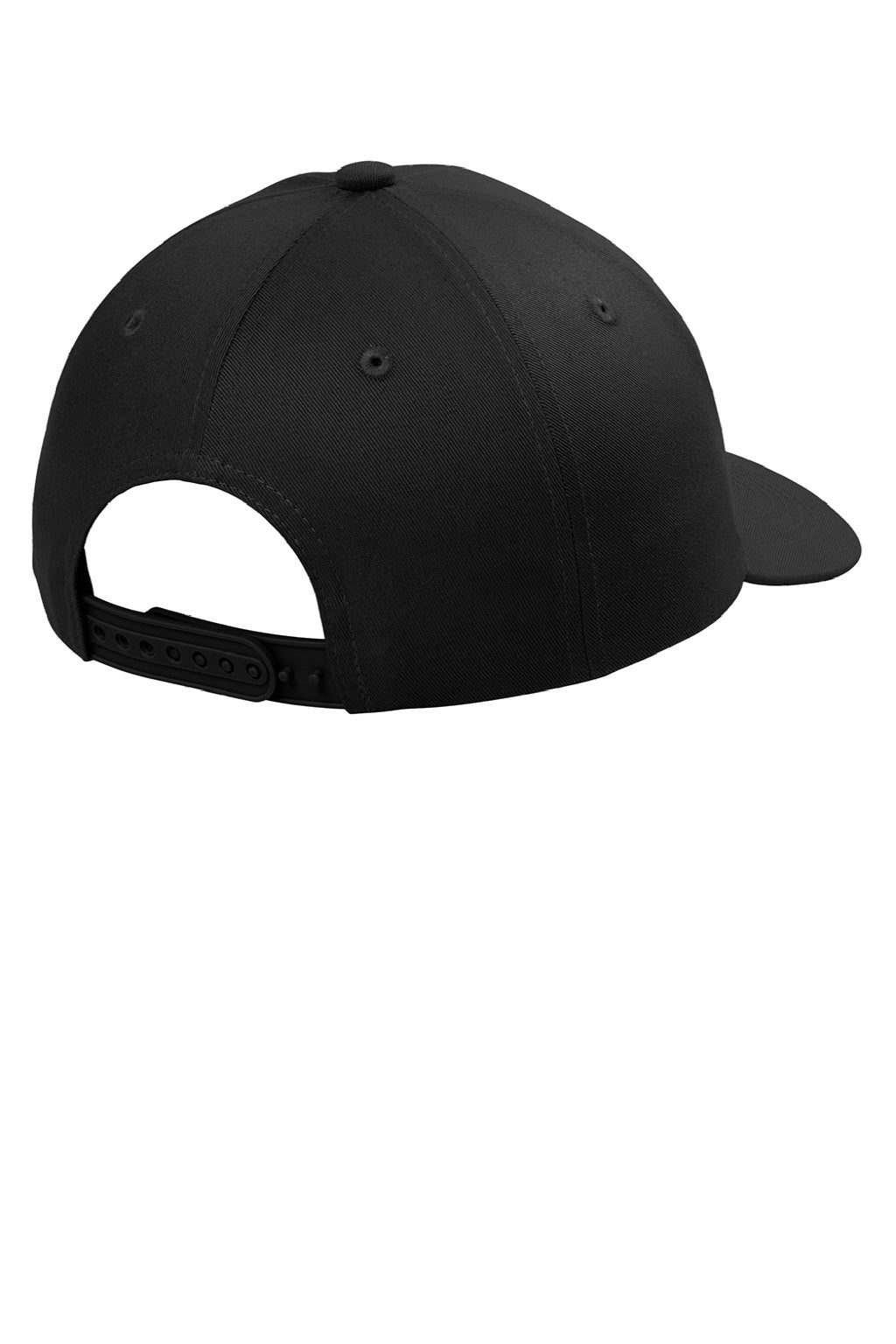 Port Authority Hats C408 Mens Snapback Hat Black Flat Back