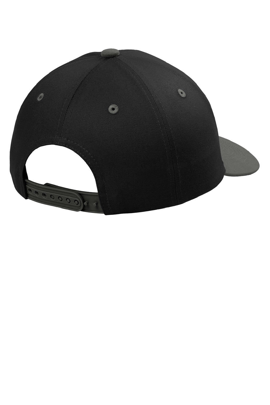 Port Authority Hats C408 Mens Snapback Hat Black/Steel Grey Flat Back