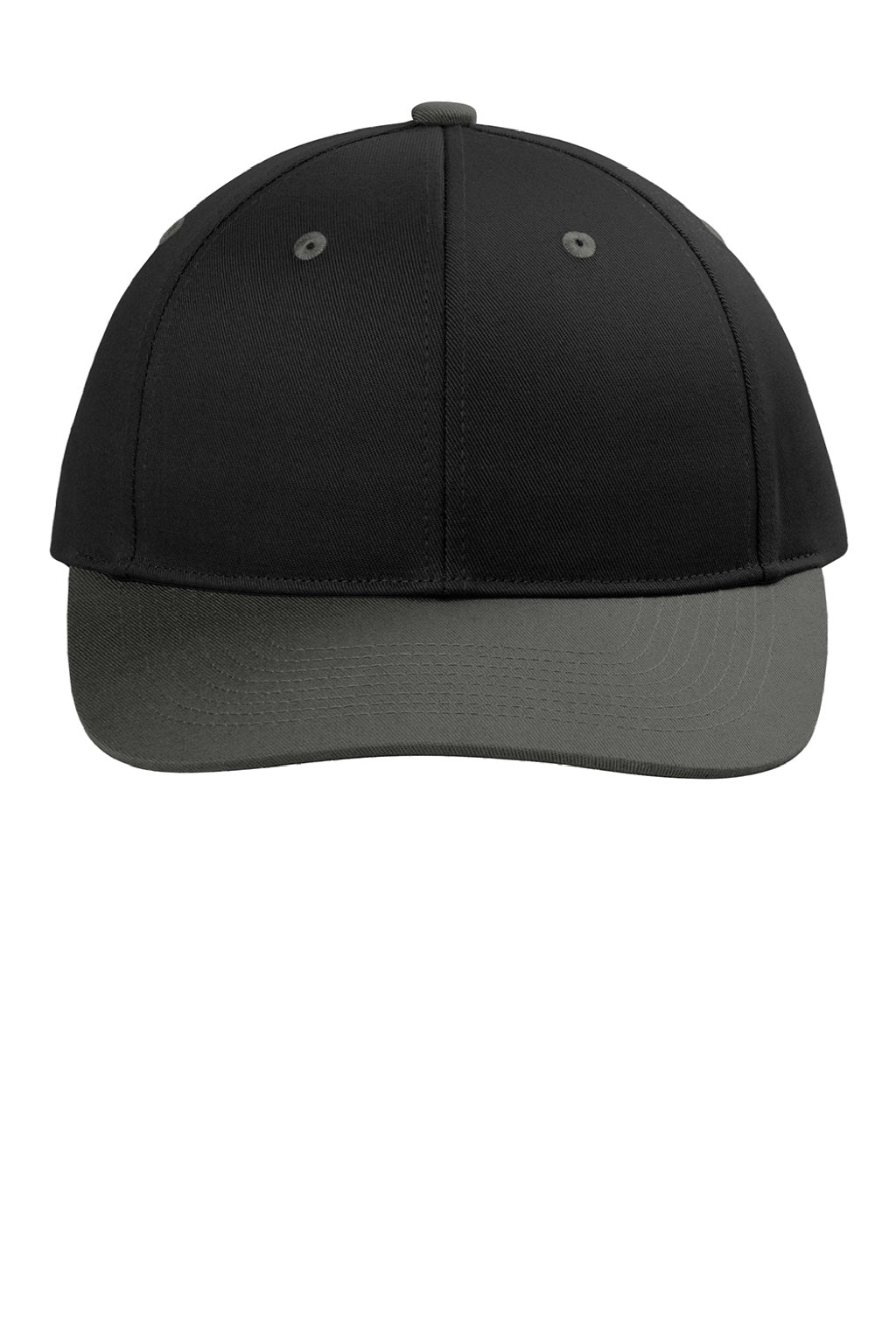 Port Authority Hats C408 Mens Snapback Hat Black/Steel Grey Flat Front