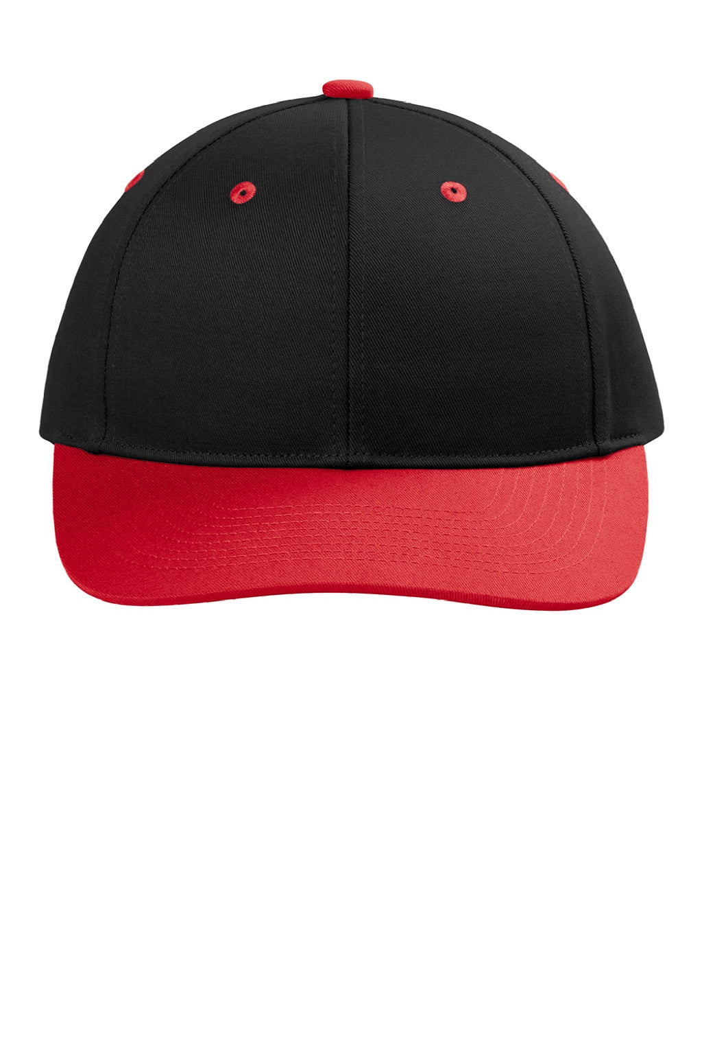 Port Authority Hats C408 Mens Snapback Hat Black/True Red Flat Front