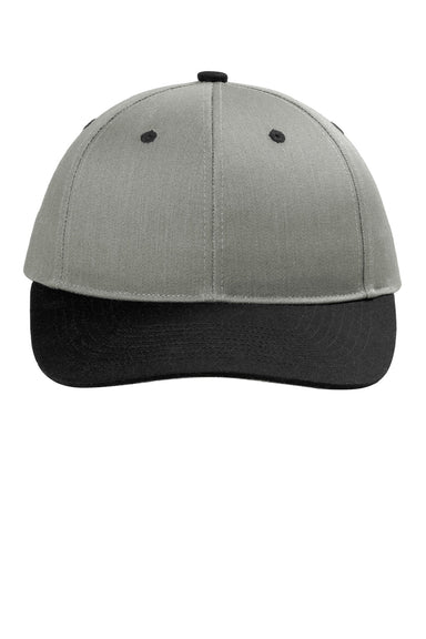 Port Authority Hats C408 Mens Snapback Hat Heather Grey/Black Flat Front