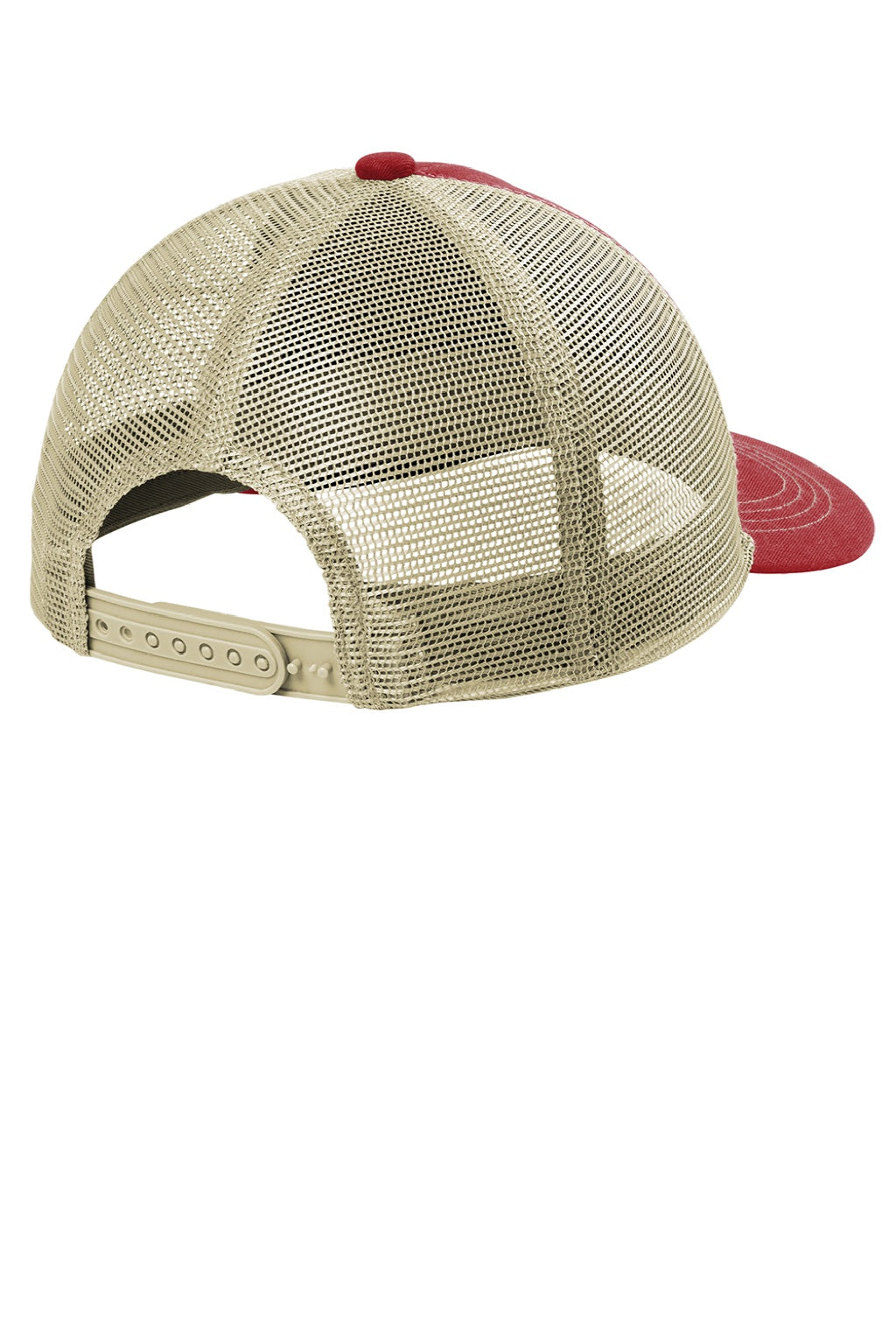 Port Authority Hats C409 Mens Snapback Trucker Hat Flame Red/Tan Flat Back