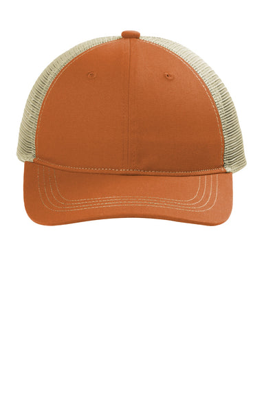 Port Authority Hats C409 Mens Snapback Trucker Hat Texas Orange/Tan Flat Front