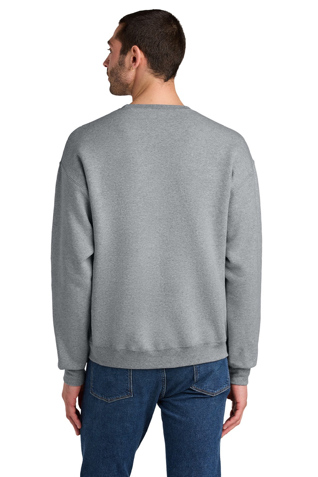 Jerzees C12M Mens Rugged Crewneck Sweatshirt Heather Grey Model Back