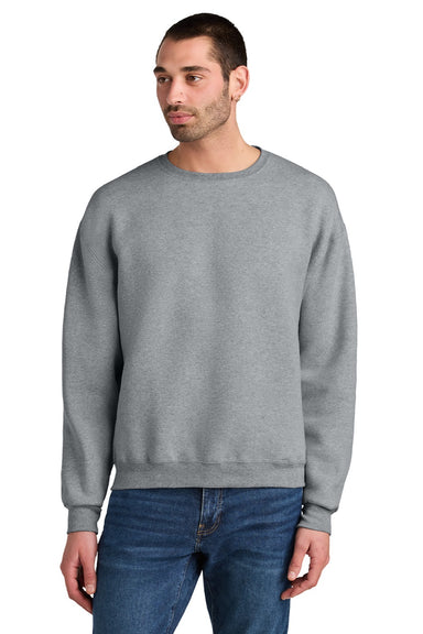 Jerzees C12M Mens Rugged Crewneck Sweatshirt Heather Grey Model Front