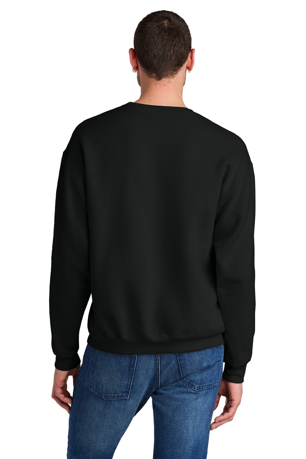 Jerzees C12M Mens Rugged Crewneck Sweatshirt Black Ink Model Back