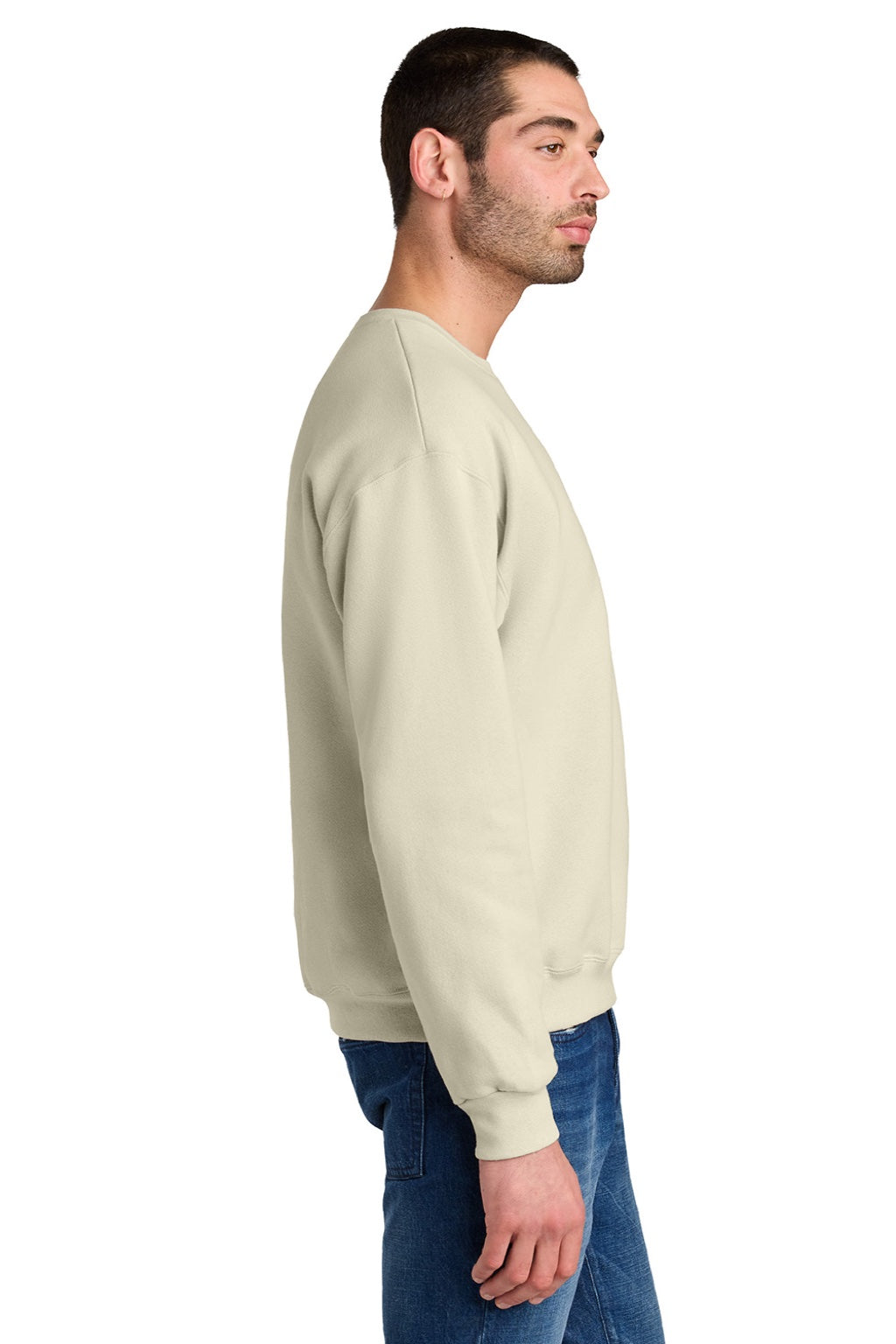 Jerzees C12M Mens Rugged Crewneck Sweatshirt Putty Model Side