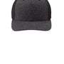 Port Authority Hats Mens Melange Mesh Back Flexfit Trucker Hat - Black/Heather Dark Charcoal Grey