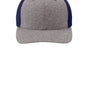 Port Authority Hats Mens Melange Mesh Back Flexfit Trucker Hat - True Navy Blue/Heather Grey