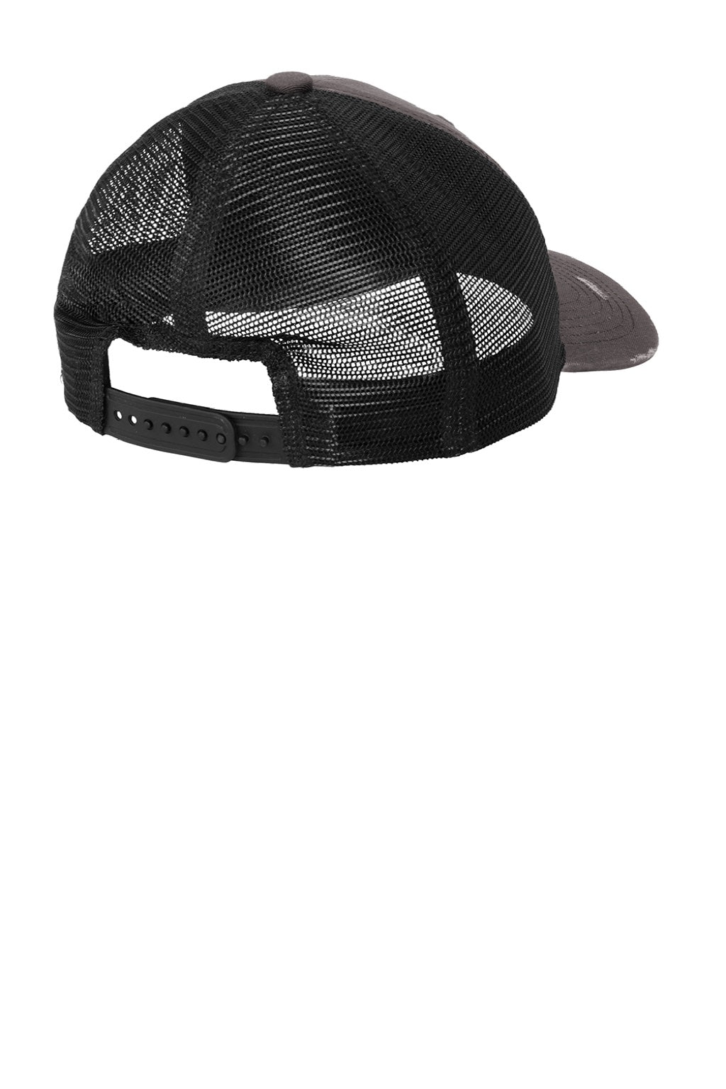 Port Authority Hats C600 Mens Distressed Mesh Back Adjustable Hat Steel Grey/Black Flat Back