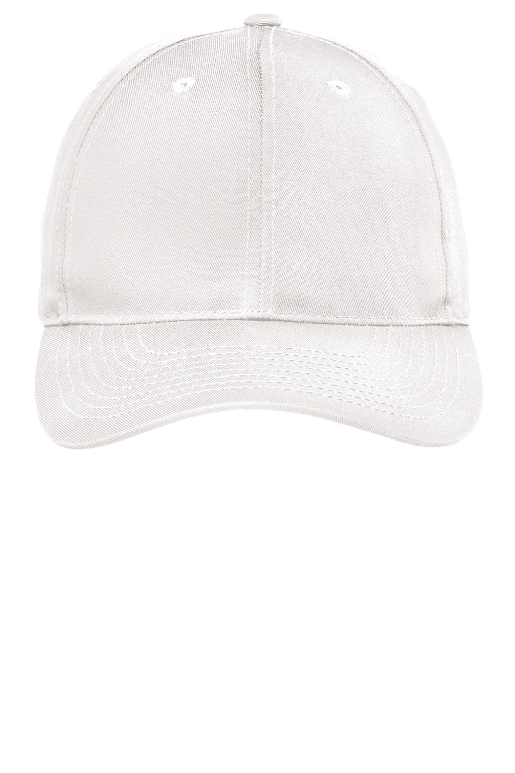 Port Authority Hats C800 Mens Fine Twill Adjustable Hat White Flat Front