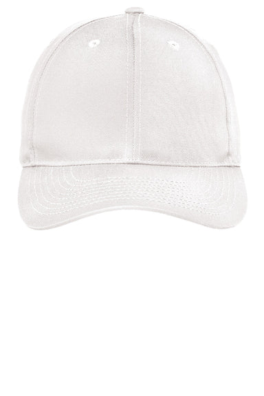 Port Authority Hats C800 Mens Fine Twill Adjustable Hat White Flat Front