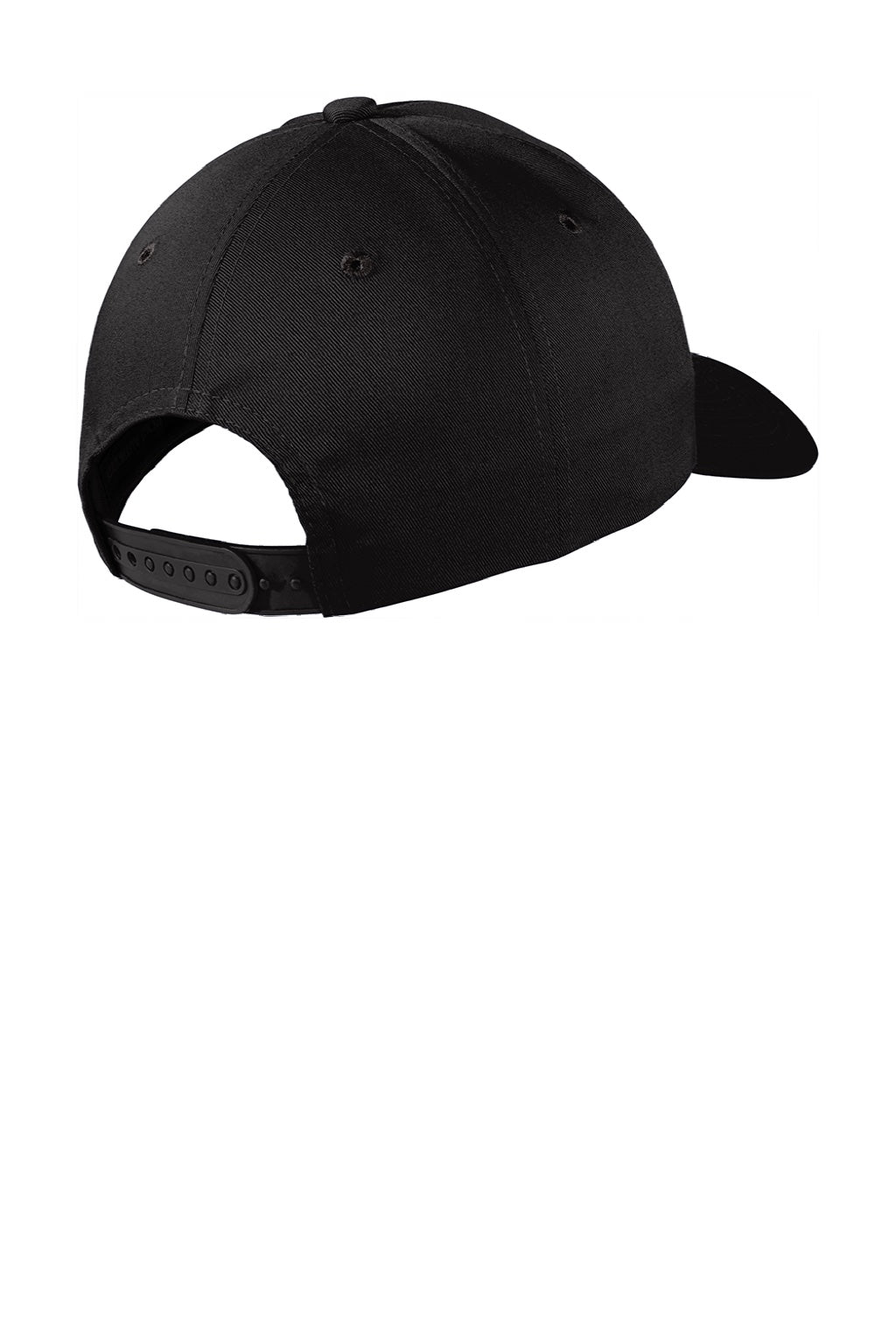Port Authority Hats C801 Mens Fine Twill Snapback Hat Black Flat Back