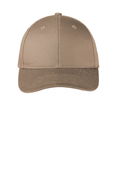 Port Authority Hats C801 Mens Fine Twill Snapback Hat Khaki Brown Flat Front