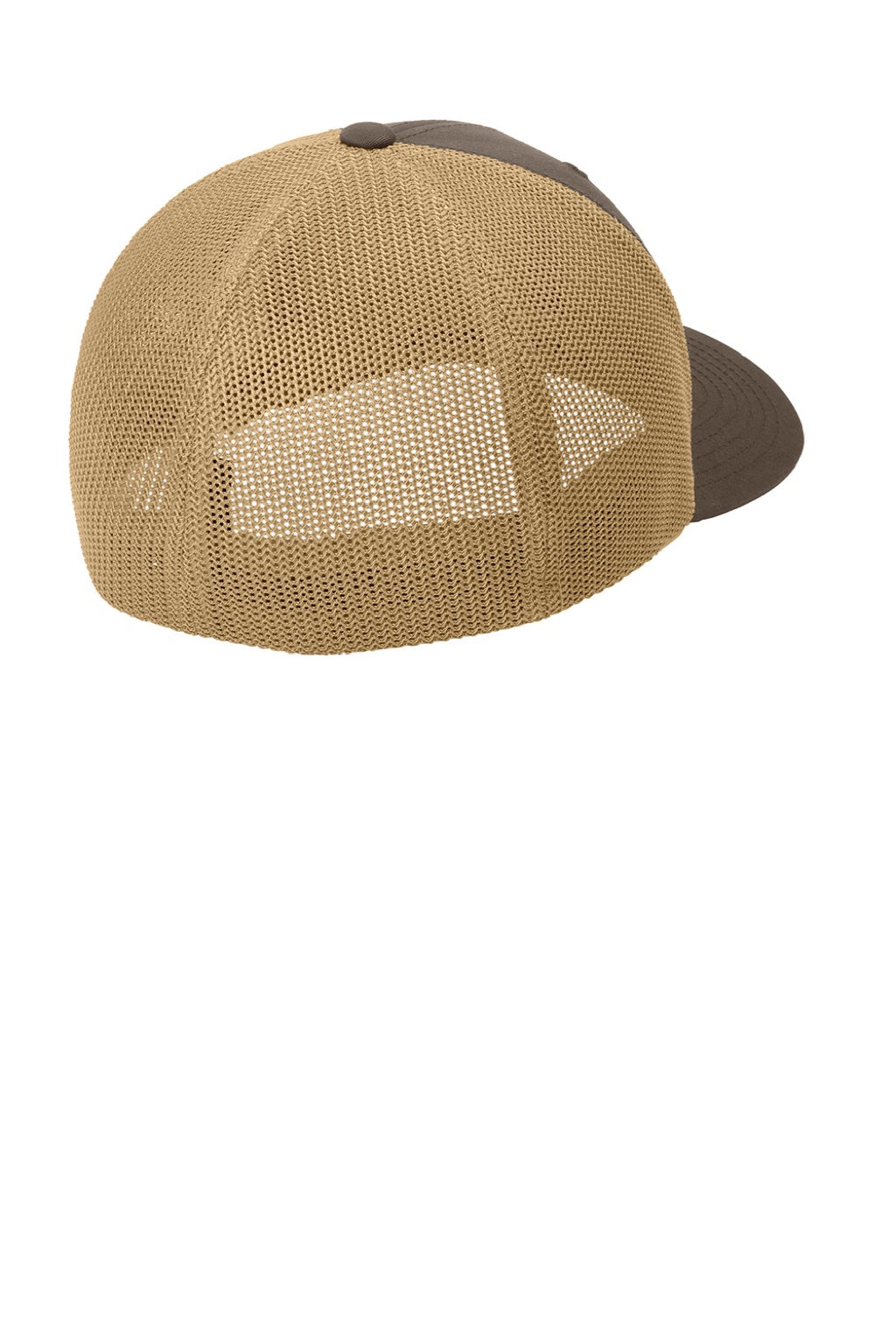 Port Authority Hats C812 Mens Stretch Fit Hat Brown/Khaki Flat Back