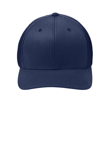 Port Authority Hats C812 Mens Stretch Fit Hat True Navy Blue Flat Front