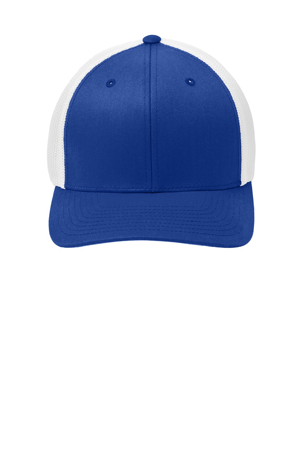 Port Authority Hats C812 Mens Stretch Fit Hat True Royal Blue/White Flat Front