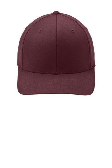 Port Authority Hats C813 Mens Stretch Fit Hat Maroon Flat Front