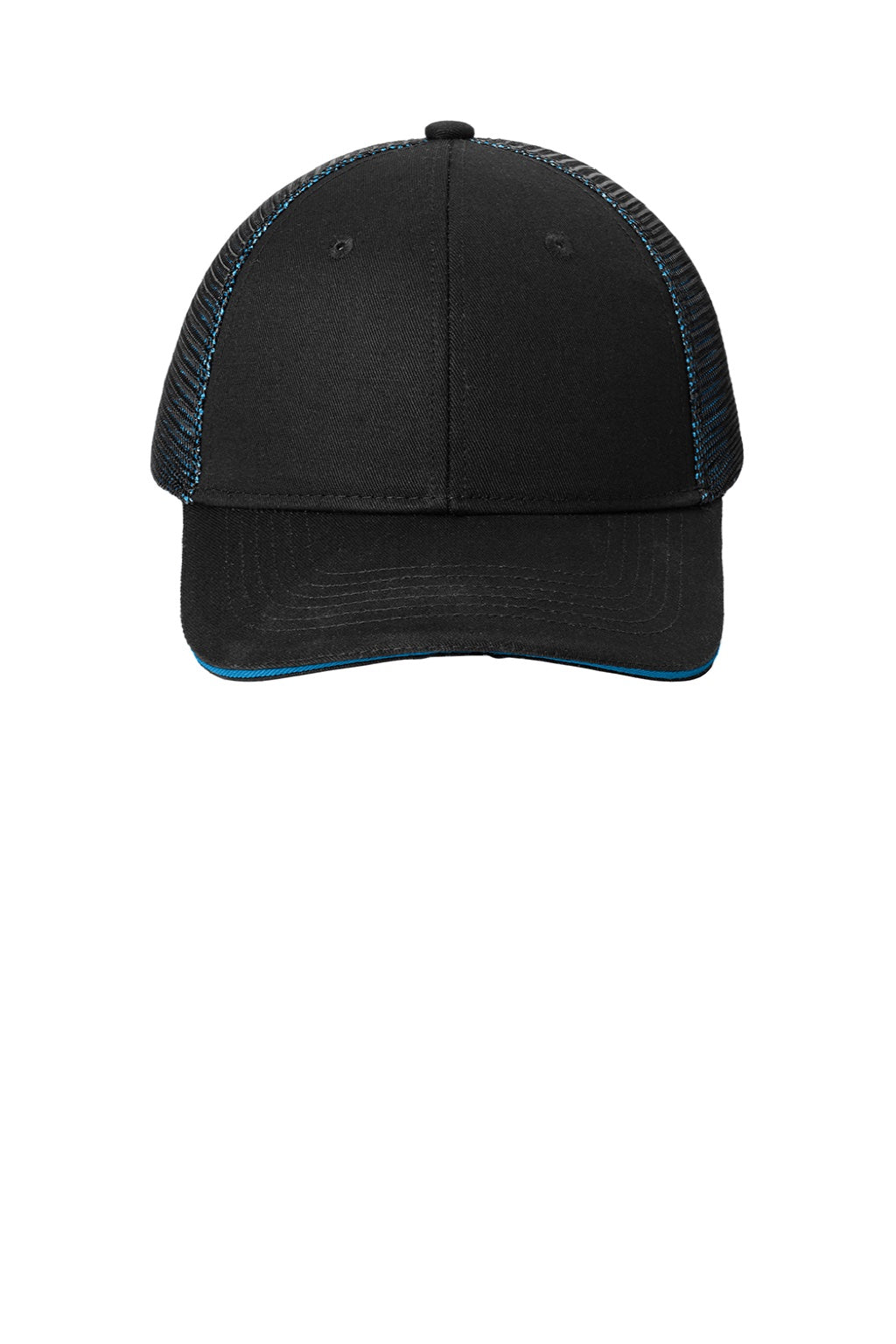 Port Authority Hats C818 Mens Adjustable Hat Black/Shock Blue Flat Front