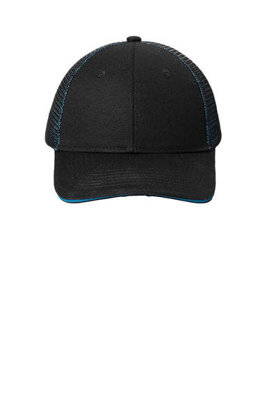 Port Authority Hats C818 Mens Adjustable Hat Black/Shock Blue Flat Front