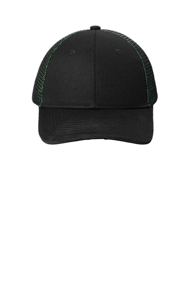Port Authority Hats C818 Mens Adjustable Hat Black/Shock Green Flat Front