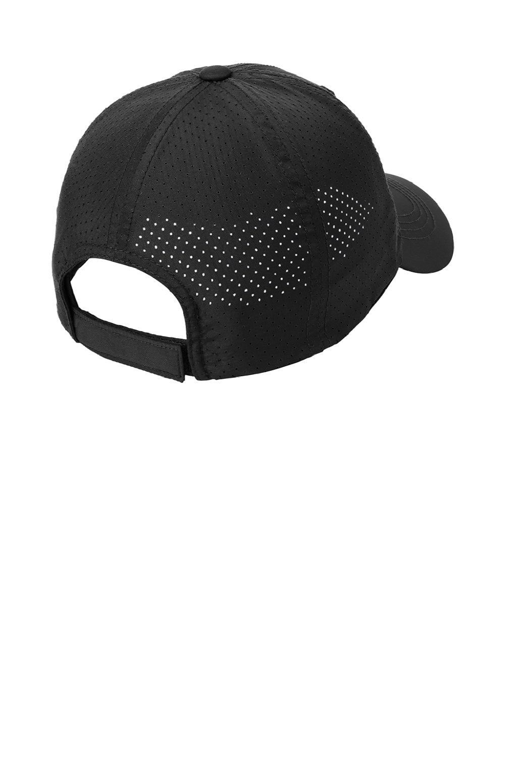 Port Authority Hats C821 Mens Moisture Wicking Adjustable Hat Black Flat Back