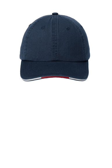 Port Authority Hats C830 Mens Adjustable Hat Classic Navy Blue/Red/White Flat Front