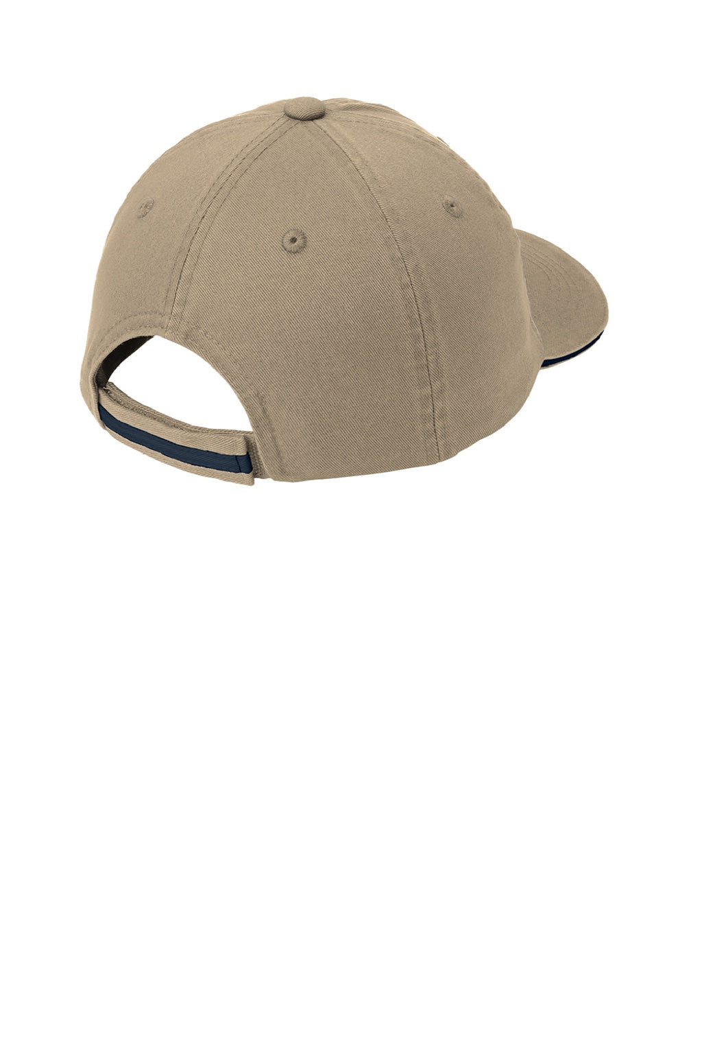 Port Authority Hats C830 Mens Adjustable Hat Khaki Brown/Charcoal Blue Flat Back