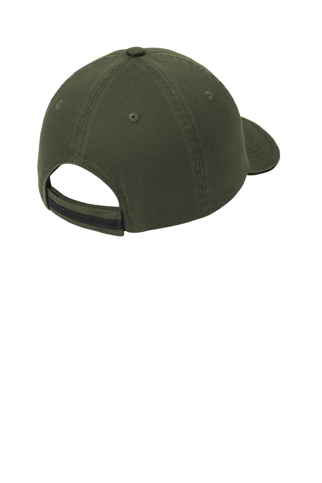 Port Authority Hats C830 Mens Adjustable Hat Olive Green/Black Flat Back