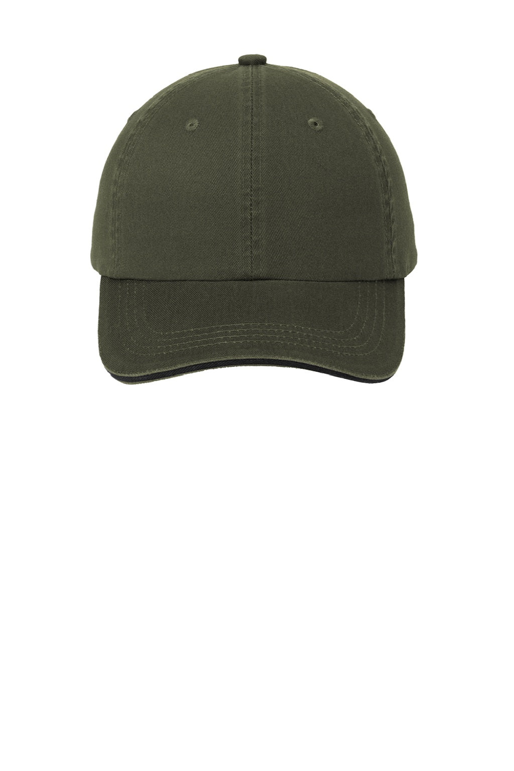 Port Authority Hats C830 Mens Adjustable Hat Olive Green/Black Flat Front
