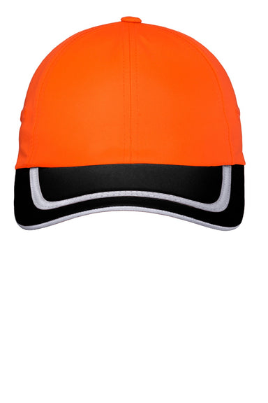 Port Authority Hats C836 Mens Enhanced Visibility Adjustable Hat Safety Orange/Black Flat Front