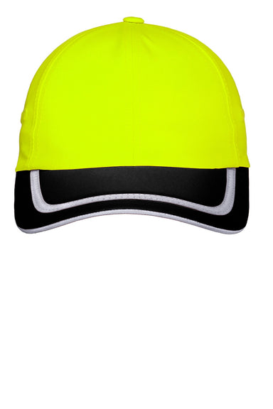 Port Authority Hats C836 Mens Enhanced Visibility Adjustable Hat Safety Yellow/Black Flat Front