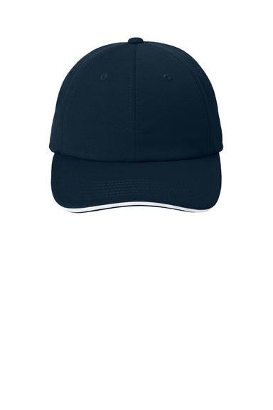 Port Authority Hats C838 Mens Dry Zone Moisture Wicking Adjustable Hat Classic Navy Blue/White Flat Front