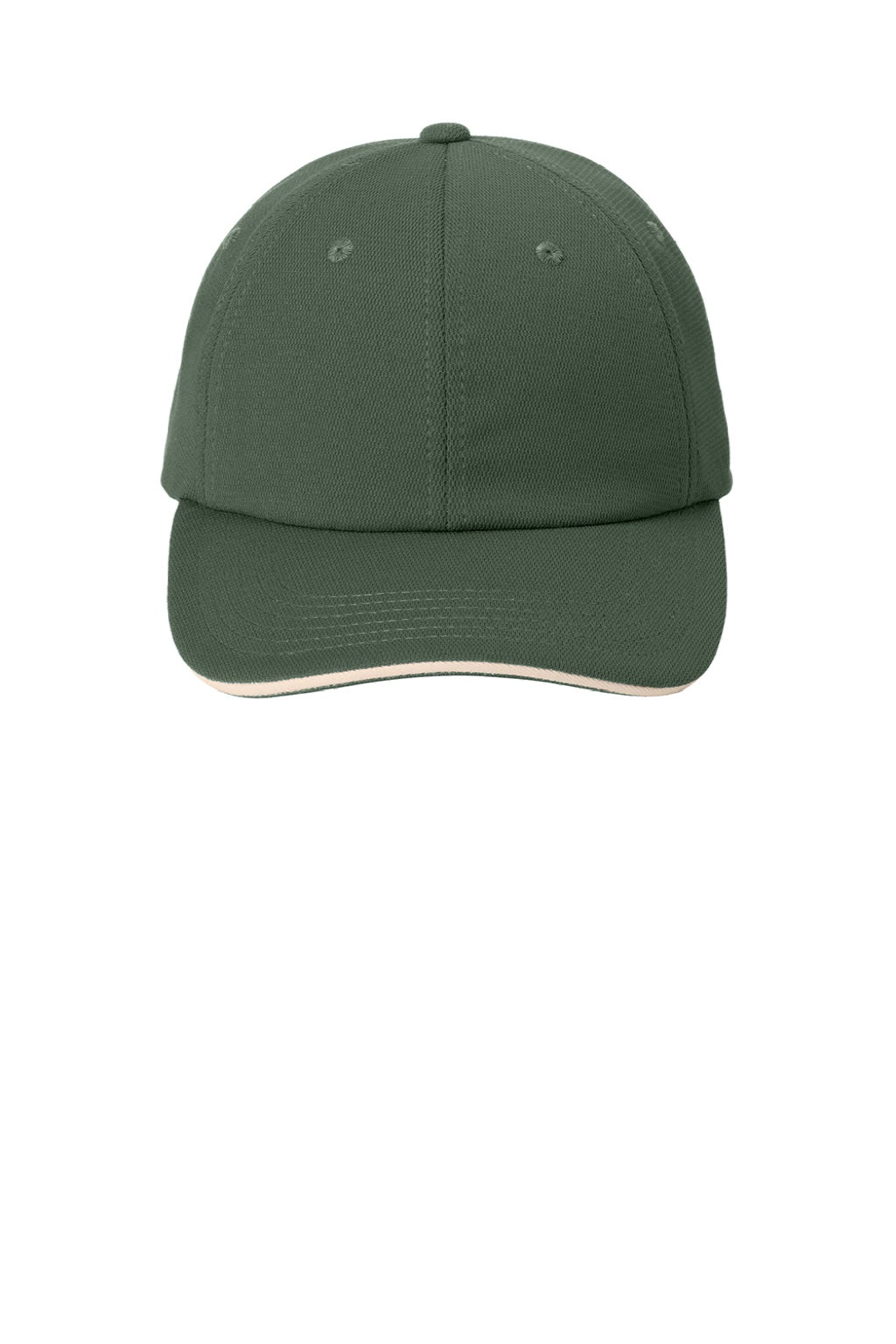 Port Authority Hats C838 Mens Dry Zone Moisture Wicking Adjustable Hat Olive Green/Stone Flat Front