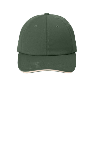 Port Authority Hats C838 Mens Dry Zone Moisture Wicking Adjustable Hat Olive Green/Stone Flat Front