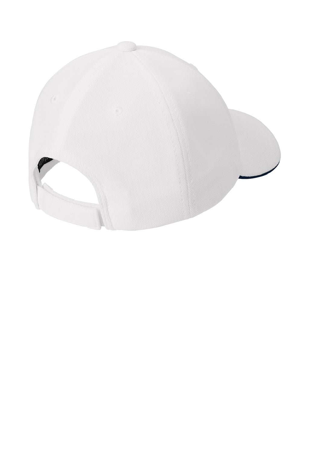 Port Authority Hats C838 Mens Dry Zone Moisture Wicking Adjustable Hat White/Classic Navy Blue Flat Back