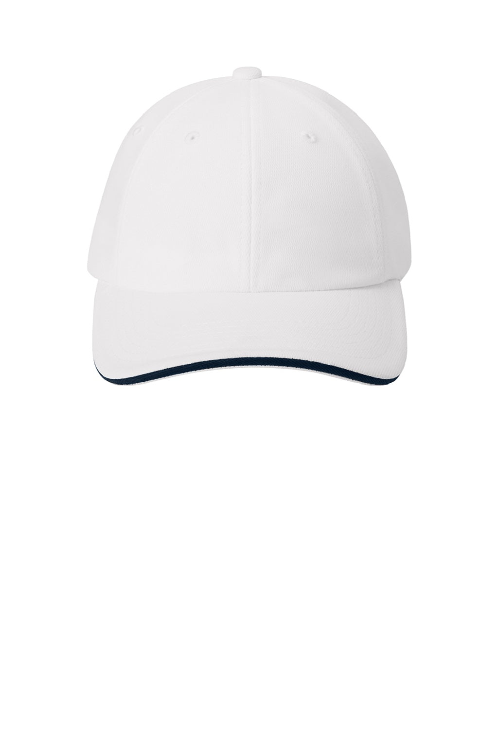 Port Authority Hats C838 Mens Dry Zone Moisture Wicking Adjustable Hat White/Classic Navy Blue Flat Front