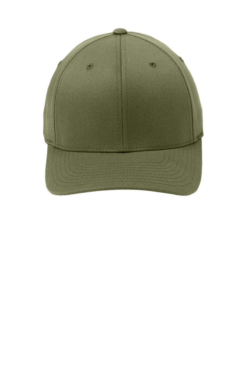 Port Authority Hats C865 Mens Stretch Fit Hat Olive Drab Green Flat Front